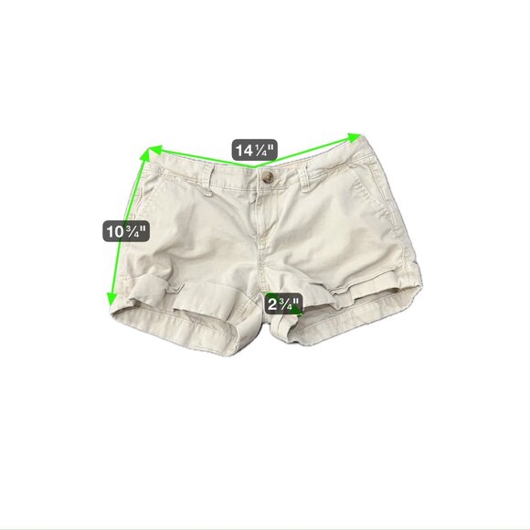Old Navy Womens Cuffed Hem Cotton Mini Shorts Khaki Size 6 Classic Summer Preppy - Picture 7 of 10
